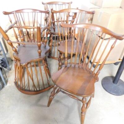 Set of Six Cherry Wood Dining Chairs Matching