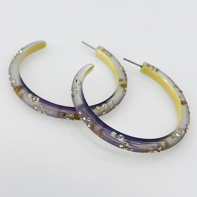 ALEXIS BITTER ~ CZ Lucite Lavender Hoop Earrings (EK)