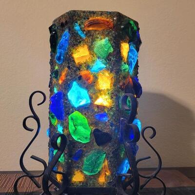 Lot 1: Colored Glass Lamp
