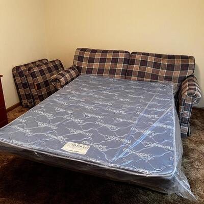 Red, White & Blue Sofa Bed & SIMMONS Hide-A-Bed Mattress ~ *Read Details