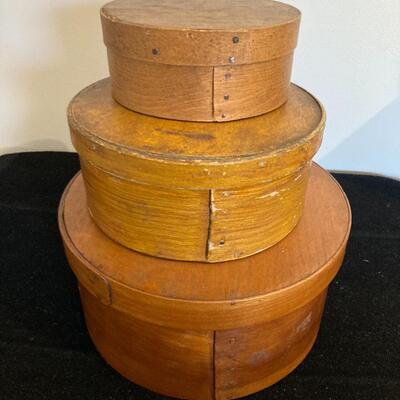 Antique Bent Wood Graduated Pantry Box Lot of 3