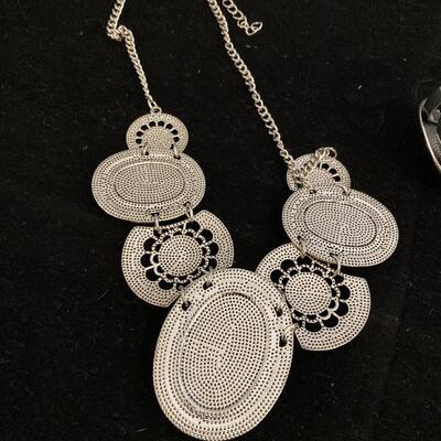 Silver Jewelry Set with Necklace, Bracelet and Earrings