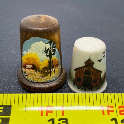 THIMBLE BUNDLE #43 - HAND PAINTED COUNTRY SCENES, SIGNED