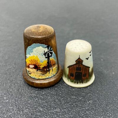 THIMBLE BUNDLE #43 - HAND PAINTED COUNTRY SCENES, SIGNED