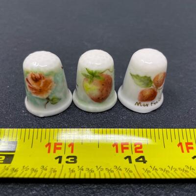THIMBLE BUNDLE #49 - HANDPAINTED FRUIT & FLOWERS, SIGNED