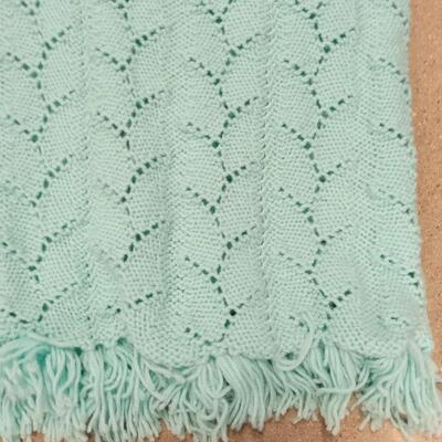 LOT 27W  HAND CROCHETED TEAL AFGHAN AND BABY BLANKET