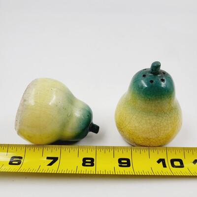 VINTAGE GREEN & YELLOW PEAR SALT & PEPPER SHAKERS