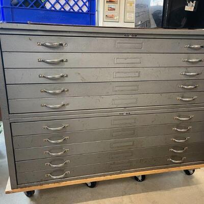 2 Vintage Mayline 5 Drawer Metal Drafting Cabinet 