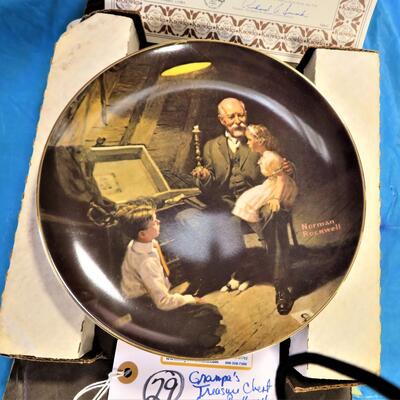 1983 Grandpa's Treasure Chest by Norman Rockwell Plate Fine China # 10704 A COA, Story & BOX