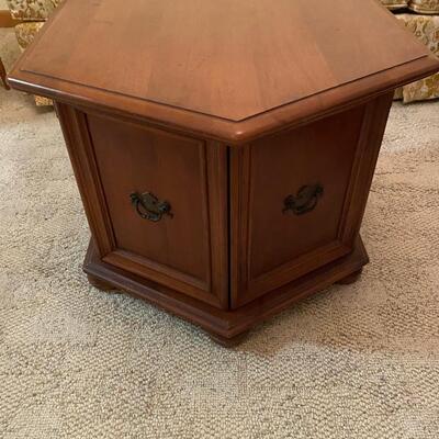 Vintage MCM wooden hexagonal table/cabinet