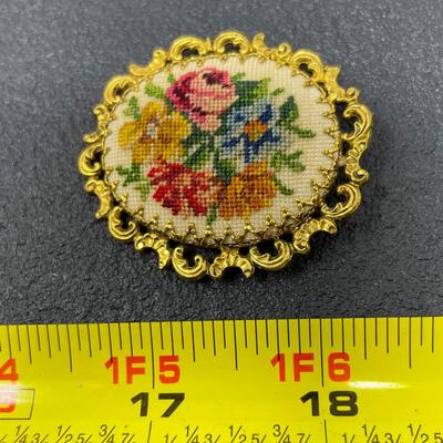 EMBROIDERED FLORAL BROOCH - MADE IN AUSTRIA