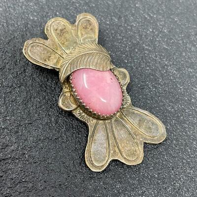 STERLING SILVER PENDANT W/ PINK STONE - NATURAL PINK OPAL?