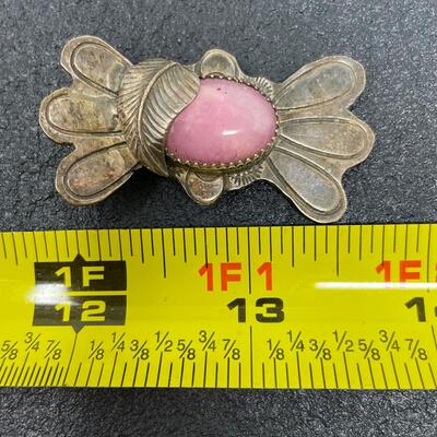 STERLING SILVER PENDANT W/ PINK STONE - NATURAL PINK OPAL?
