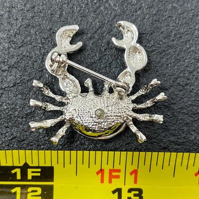 FAUX RHINESTONE CRAB BROOCH
