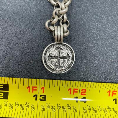 SILVER-TONED CHAIN NECKLACE W/ CROSS PENDANT
