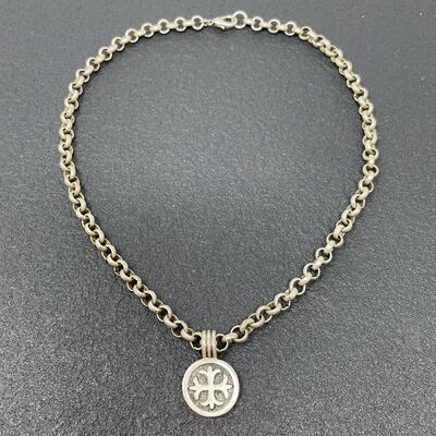 SILVER-TONED CHAIN NECKLACE W/ CROSS PENDANT
