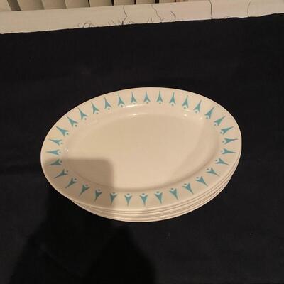 Set of six vintage ironstone oval plates