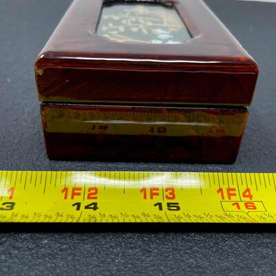 CHINESE JEWELRY BOX W/ CARVED DIORAMA PANDA DESIGN