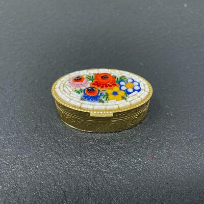 TINY MOSAIC FLORAL PILL BOX