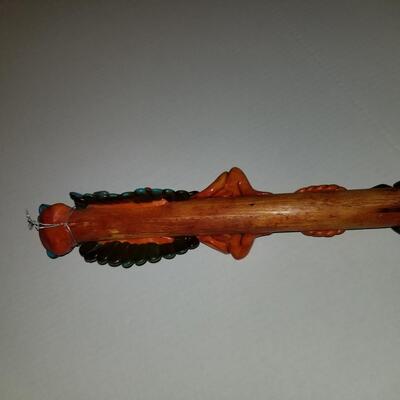 Vintage Southwestern carved onyx face warrior totem rattle pole