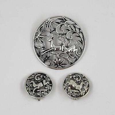 VINTAGE SARAH COVENTRY DEER BROOCH & EARRING SET