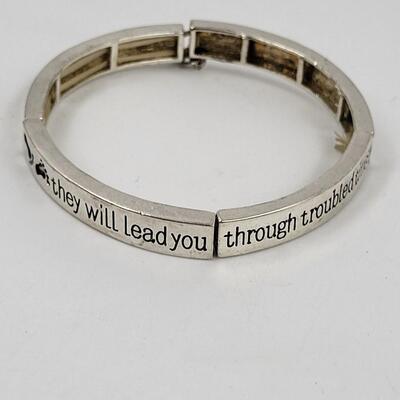 RELIGIOUS INSPIRATIONAL ELASTIC SILVERTONED  BRACELET