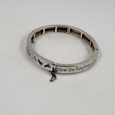 RELIGIOUS INSPIRATIONAL ELASTIC SILVERTONED  BRACELET