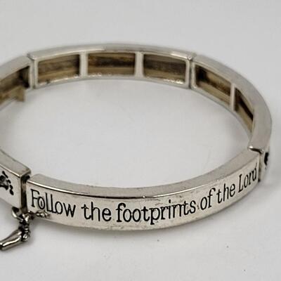 RELIGIOUS INSPIRATIONAL ELASTIC SILVERTONED  BRACELET