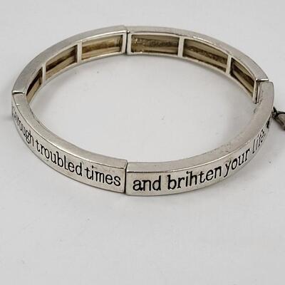 RELIGIOUS INSPIRATIONAL ELASTIC SILVERTONED  BRACELET