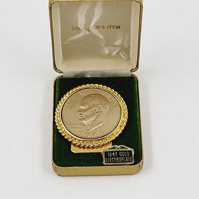 VINTAGE DWIGHT D. EISENHOWER 18K ELECTROPLATED COIN MONEY CLIP