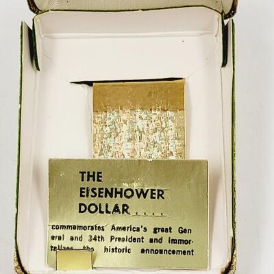 VINTAGE DWIGHT D. EISENHOWER 18K ELECTROPLATED COIN MONEY CLIP