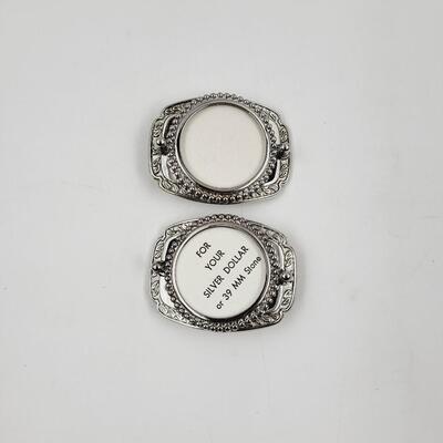 SILVER DOLLAR / STONE BELT BUCKLE #1