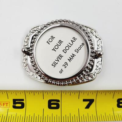 SILVER DOLLAR / STONE BELT BUCKLE #1