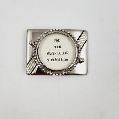 SILVER DOLLAR OR STONE BELT BUCKLE #3