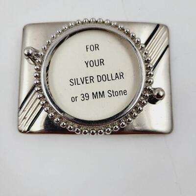 SILVER DOLLAR OR STONE BELT BUCKLE #3