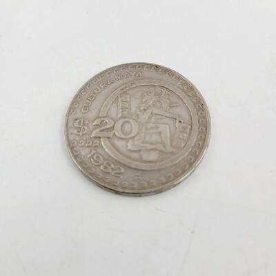 1982 MEXICAN $20 PESO MAYAN COIN
