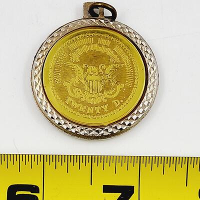 FAUX GOLD 1776 COIN PENDANT