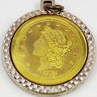 FAUX GOLD 1776 COIN PENDANT