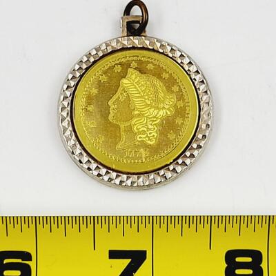 FAUX GOLD 1776 COIN PENDANT