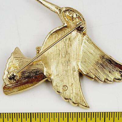 VINTAGE FSUX GOLD BRUSHED HUMMINGBIRD BROOCH