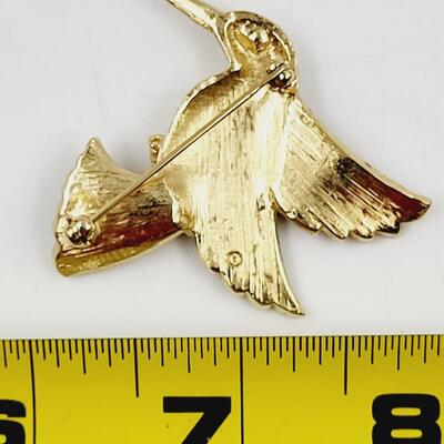 VINTAGE FSUX GOLD BRUSHED HUMMINGBIRD BROOCH