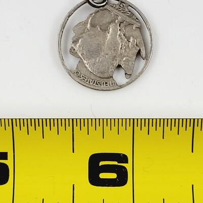 CUT 1937 BUFFALO NICKEL COIN KEYCHAIN