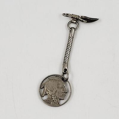 CUT 1937 BUFFALO NICKEL COIN KEYCHAIN