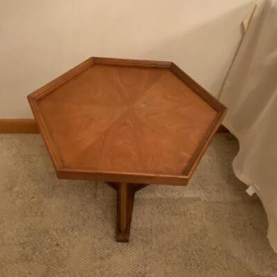 Vintage wooden hexagonal table