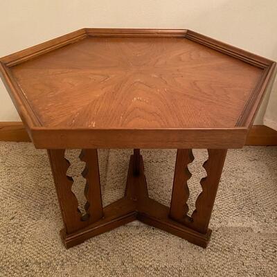 Vintage wooden hexagonal table