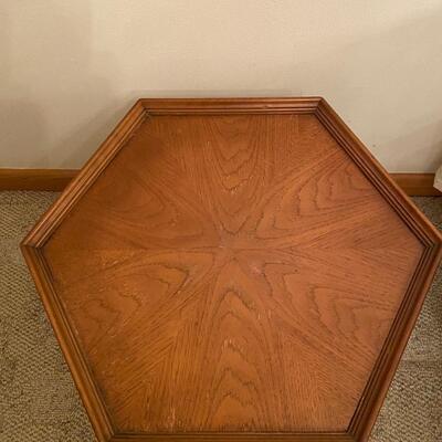 Vintage wooden hexagonal table