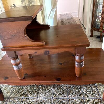 Lot 33 Pair Chunky Pine Wood End Table & Coffee Table