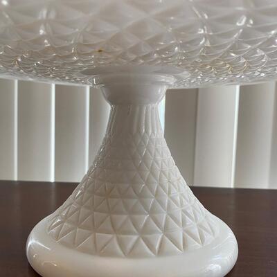 Vintage milk glass pedestal cake stand