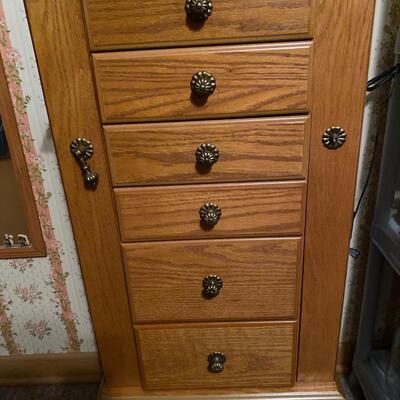 5-drawer & 2 door jewelry armoire, velvet lined - see details