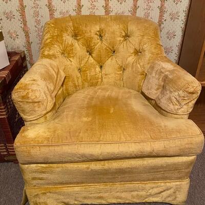 MCM gold velour upholstered chair by Drexel